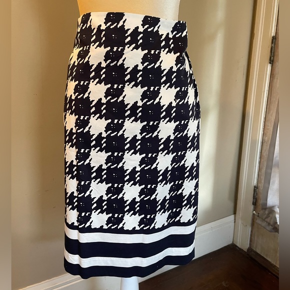 NWT Limited Navy & White Houndstooth Pencil Skirt size 16 - Picture 1 of 12